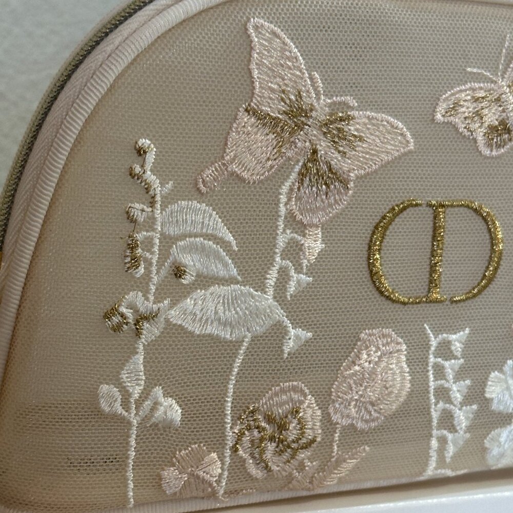 Dior 2025 Butterfly Embroidery Zipper Pouch cosmetic bag - Picture 4 of 5
